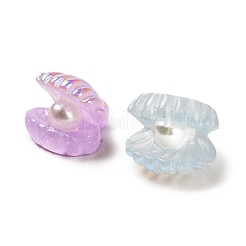 Transparent Resin Shell Ornament with Imitation Baroque Pearl Beads&nbsp;RESI-F045-02A