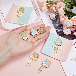 6Pcs 2 Colors Daisy Zinc Alloy Enamel Paper Clips&nbsp;AJEW-SC0002-83
