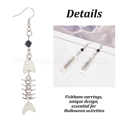 2 Pairs 2 Style Alloy Fishbone Long Dangle Eararings for Women&nbsp;EJEW-AN0002-53