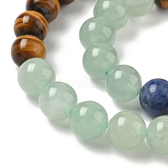 Chakra Natural Red Jasper & Yellow Jade & Green Aventurine & Tiger Eye & Sodalite & Amethyst Beads Strands&nbsp;G-NH0002-E02-10mm