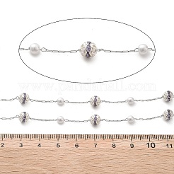 Handmade ABS Imitation Pearl & Rhinestone Round Chains&nbsp;CHS-L028-03P-03