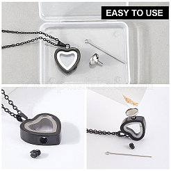 1Pc Stainless Steel Heart Pendant Urn Ashes Necklaces&nbsp;NJEW-CN0001-17B