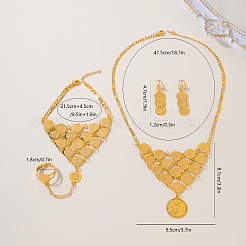 Vintage Ethnic Style Brass Round Mittens Bracelets & Earrings & Necklaces Sets for Women&nbsp;NB7552