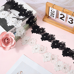 2Pcs 2 Colors Double Layer Polyester Flower Lace Trim Ribbon&nbsp;OCOR-CY0002-74