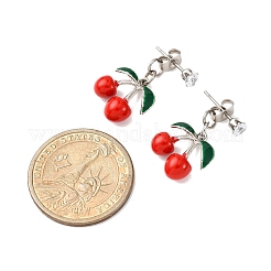Cherry Alloy Enamel Dangle Stud Earrings&nbsp;EJEW-JE06633