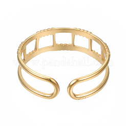 304 Stainless Steel Rectangle Wrap Open Cuff Ring&nbsp;RJEW-T023-67G