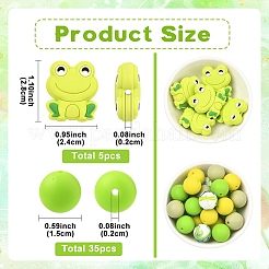 40Pcs 5 Styles Frog & Round Food Grade Eco-Friendly Silicone Focal Beads&nbsp;SIL-YW0002-54