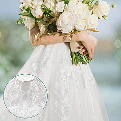 Flower Pattern Polyester Elastic Lace Fabric&nbsp;DIY-WH0504-179