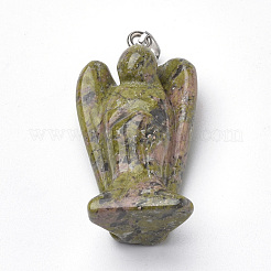 Angel Natural & Synthetic Mixed Stone Pendants with Brass Clasps&nbsp;G-R220-13