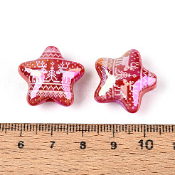 Christmas UV Plating Printed Opaque Acrylic Beads&nbsp;MACR-N018-06A