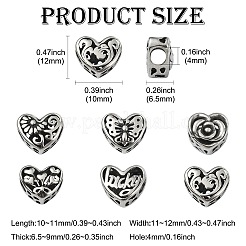 6Pcs 6 Styles 316 Surgical Stainless Steel European Beads&nbsp;STAS-CJ0002-69