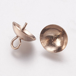 Ion Plating(IP) 304 Stainless Steel Cup Pearl Peg Bails Pin Pendants&nbsp;STAS-F094-03C-RG