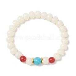 Natural Bodhi Root & Carnelian & Synthetic Turquoise Beaded Stretch Bracelets for Women&nbsp;BJEW-TA00735