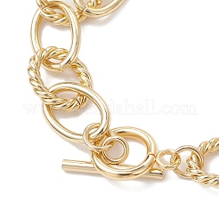 Brass Textured Oval Link Chain Bracelets for Women&nbsp;BJEW-JB12577