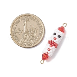 3Pcs 3 Styles Glass Seed Beaded Christmas Santa Claus Deer Snowman Links Connector Charms&nbsp;PALLOY-MZ00917