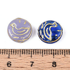 Flat Round with Duck Shape Glass Beads&nbsp;GLAA-T025-34M