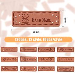120Pcs 12 Style PU Leather Label Tags&nbsp;PATC-HY0001-08