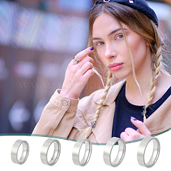 20Pcs 5 Styles 304 Stainless Steel Finger Rings for Men&nbsp;RJEW-UN0003-12