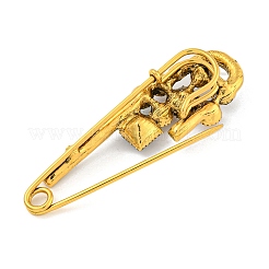 Alloy Colorful Rhinestone Safety Pin Brooch&nbsp;JEWB-U006-18G