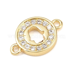 Brass Pave Clear Cubic Zirconia Donut Links Connector Charms&nbsp;KK-L251-09G-02
