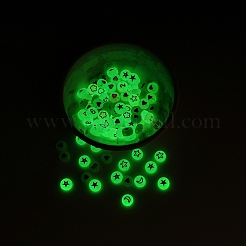 480Pcs 8 Style Flat Round Luminous Acrylic Beads&nbsp;DIY-YW0003-01