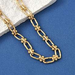 Ion Plating(IP) 304 Stainless Steel Oval Links Necklace for Women&nbsp;NJEW-B107-07G-01