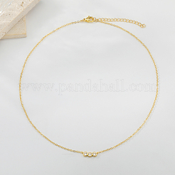 Brass Pave Clear Cubic Zirconia 3 Flat Round Link Chain Necklaces for Women&nbsp;XP2951