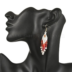 304 Stainless Steel Glass Seed Beads Arrow Dangle Earrings&nbsp;EJEW-MZ00554