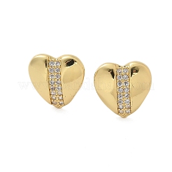Brass Micro Pave Clear Cubic Zirconia Stud Earrings for Women&nbsp;LS-EJEW-U034-02G-03