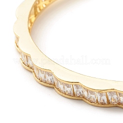 Clear Cubic Zirconia Wave Hinged Bangle&nbsp;BJEW-B054-17G