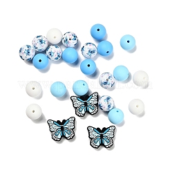 25Pcs Butterfly & Round Silicone Focal Beads&nbsp;SIL-L005-02A