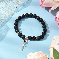 Natural Lava Rock Beaded Stretch Bracelets&nbsp;BJEW-JB11000-01
