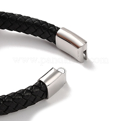 Men's Braided Black PU Leather Cord Bracelets&nbsp;BJEW-K243-29P
