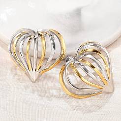 304 Stainless Steel Two Tone Stud Earrings&nbsp;EJEW-D319-01GP