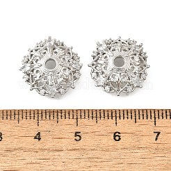 Flower Brass Micro Pave Clear Cubic Zirconia Bead Caps&nbsp;KK-V008-30P