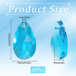 40Pcs Faceted Teardrop Glass Pendants&nbsp;GLAA-SP0001-11D