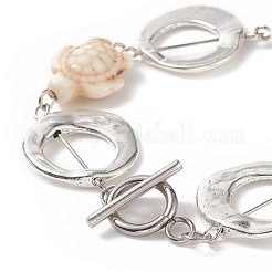 Synthetic Turquoise(Dyed) Turtle Link Bracelets&nbsp;BJEW-JB09195-02