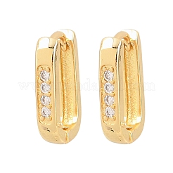 Rectangle Brass Cubic Zirconia Hoop Earrings&nbsp;EJEW-A156-16A-G