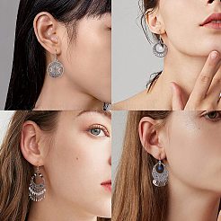 4Pair 4 Style Filigree Coin Dangle Earrings&nbsp;EJEW-SW00009