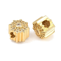 Brass Micro Pave Clear Cubic Zirconia European Beads&nbsp;CU-CBA765C-08G