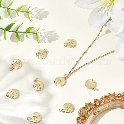 10Pcs Brass Compass Charms&nbsp;KK-BBC0021-88