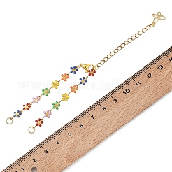 304 Stainless Steel Enamel Colorful Sunflower Link Chain Bracelet Making&nbsp;AJEW-JB01630