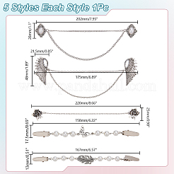 5Pcs 5 Styles Alloy Cardigan Clips&nbsp;AJEW-AR0004-96
