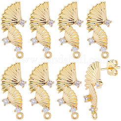 10Pcs Brass Micro Pave Cubic Zirconia Stud Earring Finding&nbsp;KK-BBC0020-35