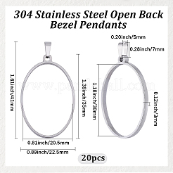 20Pcs 304 Stainless Steel Open Back Bezel Pendants&nbsp;PALLOY-BBC00012