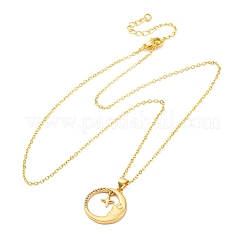 Brass Micro Pave Clear Cubic Zirconia Pendant Necklaces&nbsp;NJEW-S438-05B-G