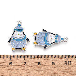 Rack Plating Alloy Enamel Penguin Pendants&nbsp;ENAM-T024-76A-P