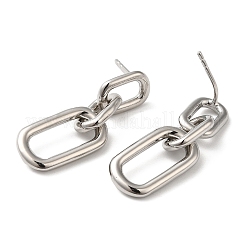 Rack Plating Brass Hollow Oval Dangle Stud Earrings for Women&nbsp;X-EJEW-Z019-13P
