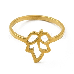 Ion Plating(IP) 201 Stainless Steel Hollow Out Leaf Finger Ring for Women&nbsp;RJEW-G278-31G