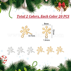 40Pcs 2 Colors 201 Stainless Steel Snowflake Stud Earring Findings&nbsp;STAS-UN0047-60